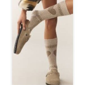 American Trench Women’s American Trench Heart Cable Knit Sock, Linen, NWT